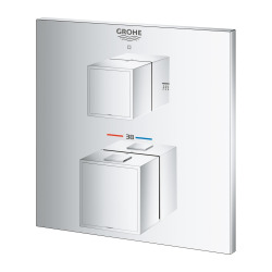 Grohtherm Cube mitigeur thermostatique 2 sorties avec inverseur douche de tête / douchette, chrome (24154000)