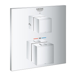 Grohtherm Cube mitigeur thermostatique 2 sorties avec inverseur douche de tête / douchette, chrome (24154000)