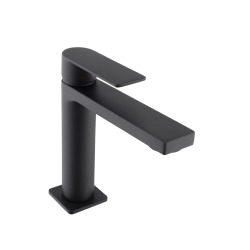 Set mitigeur lavabo + mitigeur monocommande cuisine avec douchette extractible 2 jets, noir mat (SATBSBW288C)