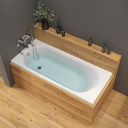 Project 170x70x45 cm baignoire rectangulaire en acrylique coulé PMMA, avec trop-plein, sans pieds, blanc (SATVAPRO170)