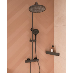 Système de douche mural avec mitigeur à levier, noir mat (SATSSPKCNEW)