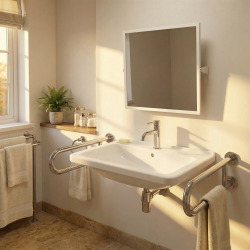 HELP Miroir mural PMR pose portrait/paysage 60x60cm, Acier, Blanc (301401044)