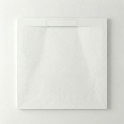 PixL 90x90 cm receveur de douche carré à poser BMC avec surface effet pierre, blanc (CERAPX9090W)