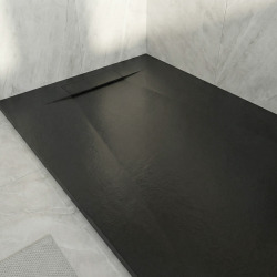 PixL 120x90 cm receveur de douche rectangulaire à poser BMC avec surface effet pierre, noir (CERAPX12090B)