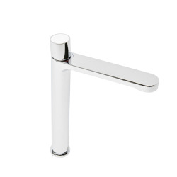 Mitigeur de lavabo XL Fusion avec levier de vidange en verre blanc (SATBSFU285BS)