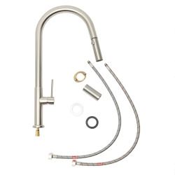 mitigeur monocommande avec douchette extractible et bras pivotant, 2 jets, Chrome (SATBSD288)