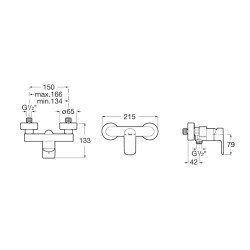 Cala mitigeur de douche mural 150 mm à levier, sans ensemble de douche, chrome (A5A216EC00)