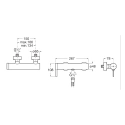 Ona mitigeur de douche mural à levier 150 mm, sans ensemble de douche, chrome (A5A219EC00)