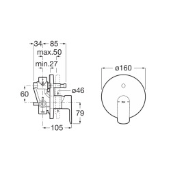 Cala mitigeur bain/douche à encastrer, à levier, sans ensemble de douche, noir mat (A5A066ENB0)