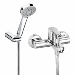 L20 mitigeur bain/douche mural à levier avec douchette à main 150 mm et support de douche, chrome (A5A0109C02)