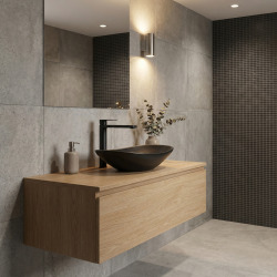 Set Vasque à poser ovale 61,5x36 cm noire mat + Mitigeur XL B-Way avec levier noir mat (SATINF61536BKM-SET)