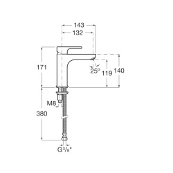 L20 mitigeur de lavabo à levier, sans vidage, chrome (A5A3G09C00)