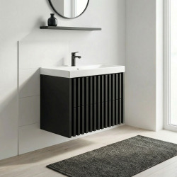 Meuble de salle de bain avec lavabo SAT Delano 80x46 cm noir mat (DELANO80ZCUM)