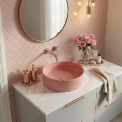 PixL 36 x 36 x 12 cm vasque à poser Infinitio, sans trop-plein, rose (CEPX3636PM)