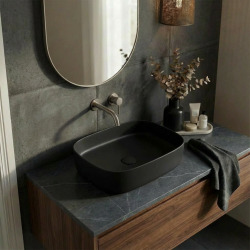 PixL 49,5 x 37 x 13,5 cm vasque à poser Infinitio, sans trop-plein, noir (CEPX4937BKM)