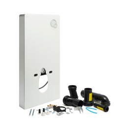 Glass pack WC bâti-support avec plaque de commande + WC suspendu Ceramia sans bride avec abattant SoftClose (STGLWCE14WT01-FR)