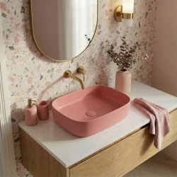Vasque à poser rectangulaire 50 x 37,5 x 13,5 cm sans trop-plein rose mat PixL (CEPX4937PM)