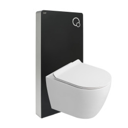 Glass pack WC bâti-support avec plaque de commande + WC suspendu Ceramia sans bride avec abattant SoftClose (STGLWCE14WT01-FR)
