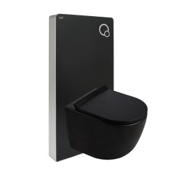 Glass pack WC bâti-support avec plaque de commande + WC suspendu Ceramia sans bride avec abattant SoftClose (STGLWCE14WT01-FR)