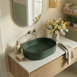 Vasque à poser ovale 50 x 36,5 x 12 cm sans trop-plein noir mat PixL (CEPX5037BKM)