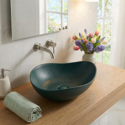 Vasque à poser design asymétrique 50,5 x 38 x 19 cm sans trop-plein vert mat PixL (CEPX5038GEM)