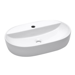 QUICKFIX DICE Mitigeur lavabo, taille M + Vasque à poser Infinitio 60 x 40 x 12,5 cm sans trop-plein, blanc (BA2-G1018330000-01)