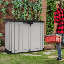 Store It Out Midi 132 x 71.5 x 113.5 cm coffre de jardin multifonctionnel 880 L, en résine, gris anthracite (249442)