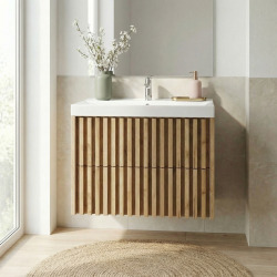 Meuble de salle de bain 80 x 56 x 46 cm chêne mat avec lavabo SAT Delano suspendu (DELANO80ZDUM)