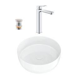 QUICKFIX DICE mitigeur lavabo, taille XL + vasque à poser Swiss Aqua Technologies 39x39x12 cm (BA3-G1018920000-03)