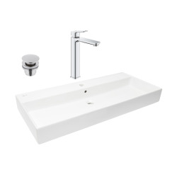 QUICKFIX DICE mitigeur lavabo, taille XL + Lavabo Swiss Aqua Technologies 100,4x46,5 cm (BA3-G1018920000-06)