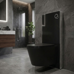 Glass pack WC bâti-support avec plaque de commande + WC suspendu Ceramia sans bride avec abattant SoftClose (STGLWCE14WT01-FR)