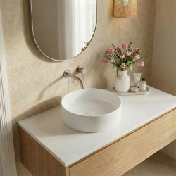 Vasque à poser ronde 36 cm hauteur 12,5 cm sans trop-plein blanc mat PixL (CEPX3636WM)