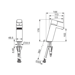 Stela mitigeur de lavabo à levier sans vidage, chrome (57082273)
