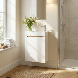 Meuble salle de bain suspendu 39 x 60 x 22 cm – lavabo 40 cm – céramique – blanc – STILLA (STILLAD04008U)