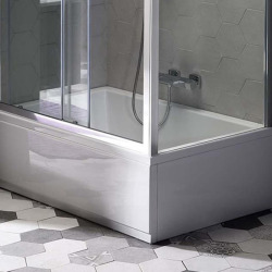 Deep 110x75x26 cm ensemble baignoire rectangulaire acrylique, sans pieds + tablier avant + tablier latéral, blanc (72883-SETD)