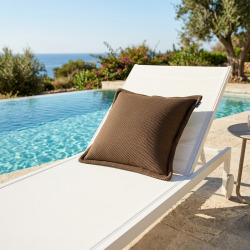 Coussin piscine flottant 65 × 65 × 25 cm intérieur / extérieur AVEC billes de polystyrène – Brun (CF6565-5-SET)