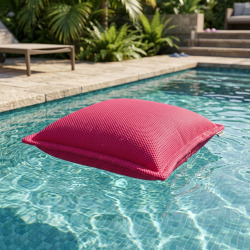 Coussin piscine flottant 65 × 65 × 25 cm intérieur / extérieur SANS billes de polystyrène – Rose (CF6565-3)