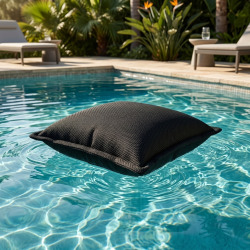 Coussin piscine flottant 45 × 45 × 25 cm intérieur / extérieur SANS billes de polystyrène – Noir (SCF4545-7)