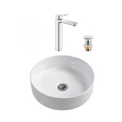 QUICKFIX DICE mitigeur lavabo, taille XL + Vasque à poser Swiss Aqua Technologies 36x12,5 cm (BA3-G1018920000-09)