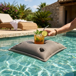 Coussin bar piscine flottant avec porte-verres 75 × 75 × 25 cm extérieur SANS billes – Gris (PP757525-1)