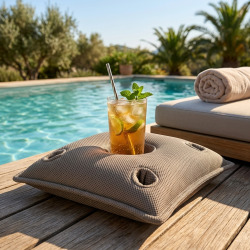 Coussin bar piscine flottant avec porte-verres 75 × 75 × 25 cm extérieur SANS billes – Gris (PP757525-1)