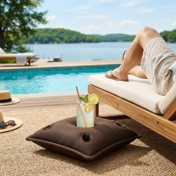 Coussin bar piscine flottant avec porte-verres 75 × 75 × 25 cm extérieur SANS billes – Brun (PPF7575-5)