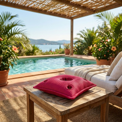 Coussin bar piscine flottant avec porte-verres 75 × 75 × 25 cm extérieur SANS billes – Rose (PPF7575-3)