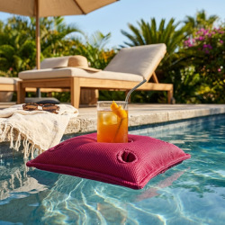 Coussin bar piscine flottant avec porte-verres 75 × 75 × 25 cm extérieur SANS billes – Rose (PPF7575-3)