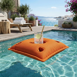 Coussin bar piscine flottant avec porte-verres 75 × 75 × 25 cm extérieur SANS billes – Orange (PPF7575-6)