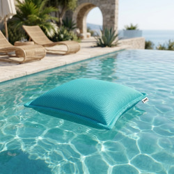Coussin piscine flottant 65x65 cm bleu – billes incluses (à remplir) – intérieur / extérieur (CF6565-4-SET)