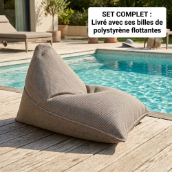 Pouf piscine XL flottant 140x120 cm gris – billes incluses (à remplir) – intérieur / extérieur (LBF140120-1-SET)