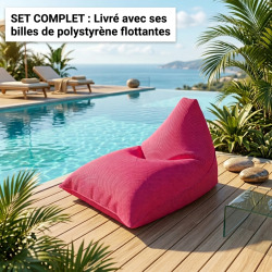 Pouf piscine XL flottant 140x120 cm rose – billes incluses (à remplir) – intérieur / extérieur (LBF140120-3-SET)