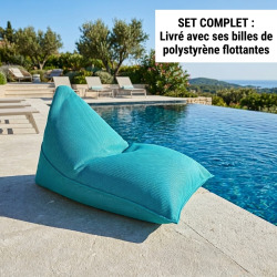 Pouf piscine XL flottant 140x120 cm bleu – billes incluses (à remplir) – intérieur / extérieur (LBF140120-4-SET)