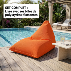 Pouf piscine XL flottant 140x120 cm orange – billes incluses (à remplir) – intérieur / extérieur (LBF140120-6-SET)
